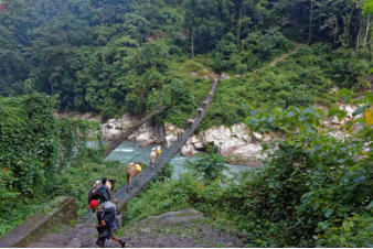 Crossing the Arun River on the Way to Seduwa