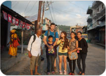 Nabin meeting his sister (2nd from right) for first time