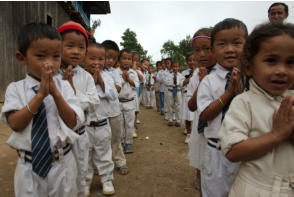 Children at Arun View school in Arunthan