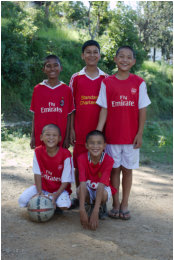 The boys in their new soccer kits
