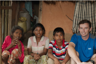 Santosh with his mother and grandmother