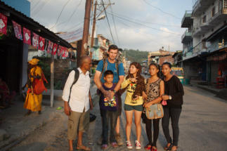 Nabin meeting his sister (2nd from right)